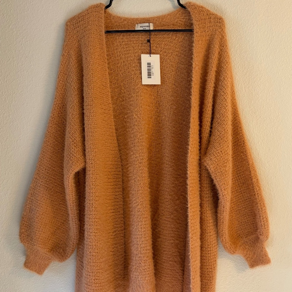 Sojourn Fuzzy Cardigan Womens MP/LP Cozy Open Front Plush Sweater NWT